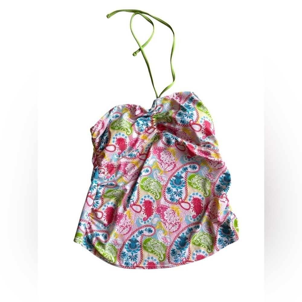 Merona floral Colorful  Swim Padded Halter Back Tankini Top Size XL One Piece